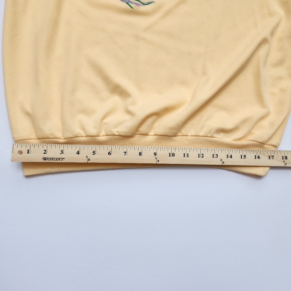 Vintage Haband For Her 80s 90 Granny Yellow Top Purple Collar Short Sleeve Large - Picture 16 of 17